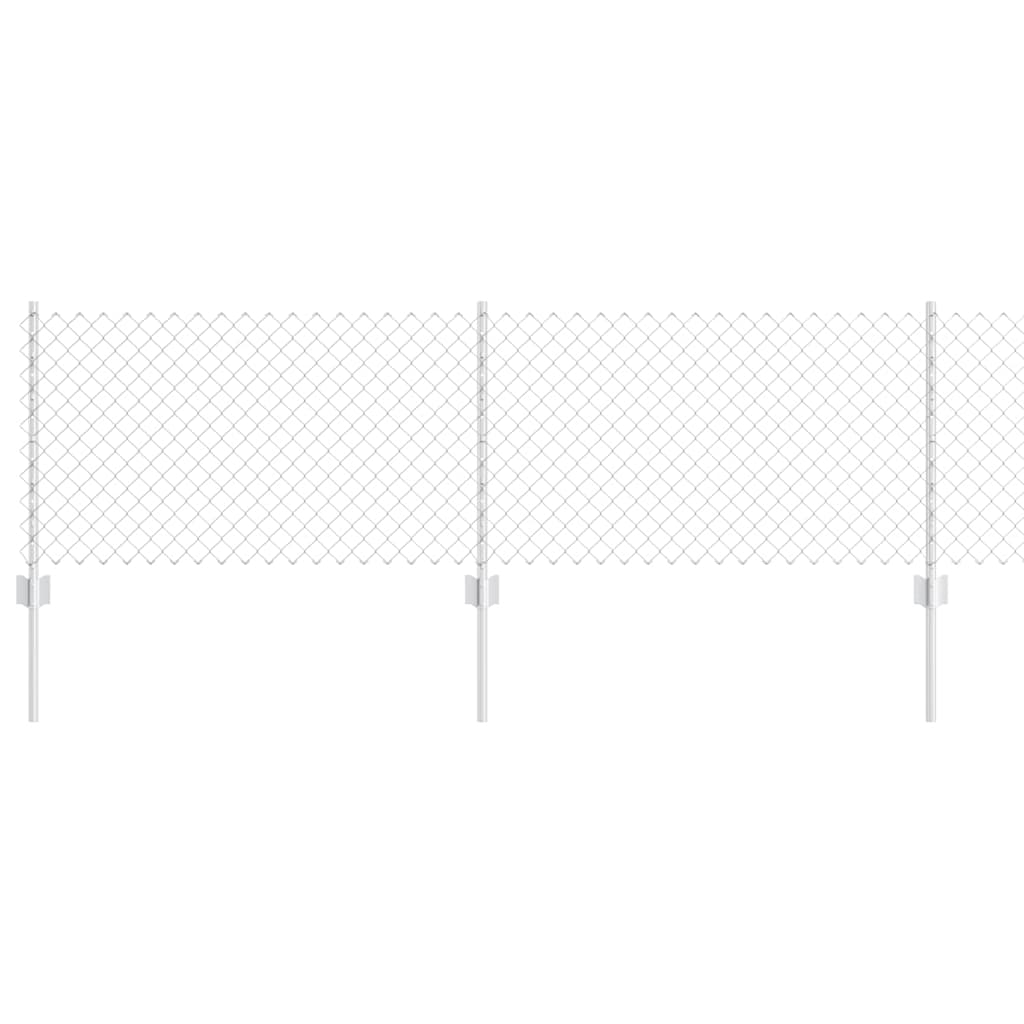Fence with Posts Silver 0.6 x 25 m Steel