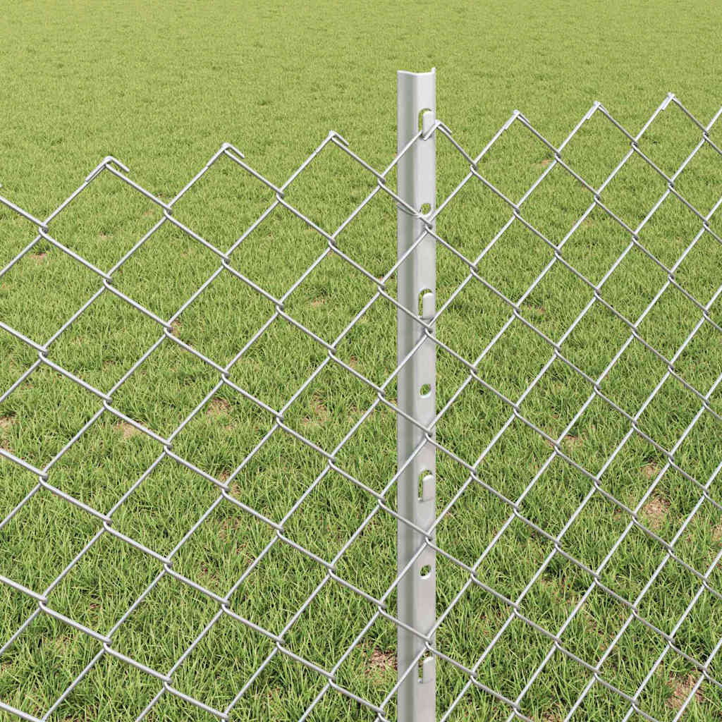Fence with Posts Silver 0.8 x 25 m Steel
