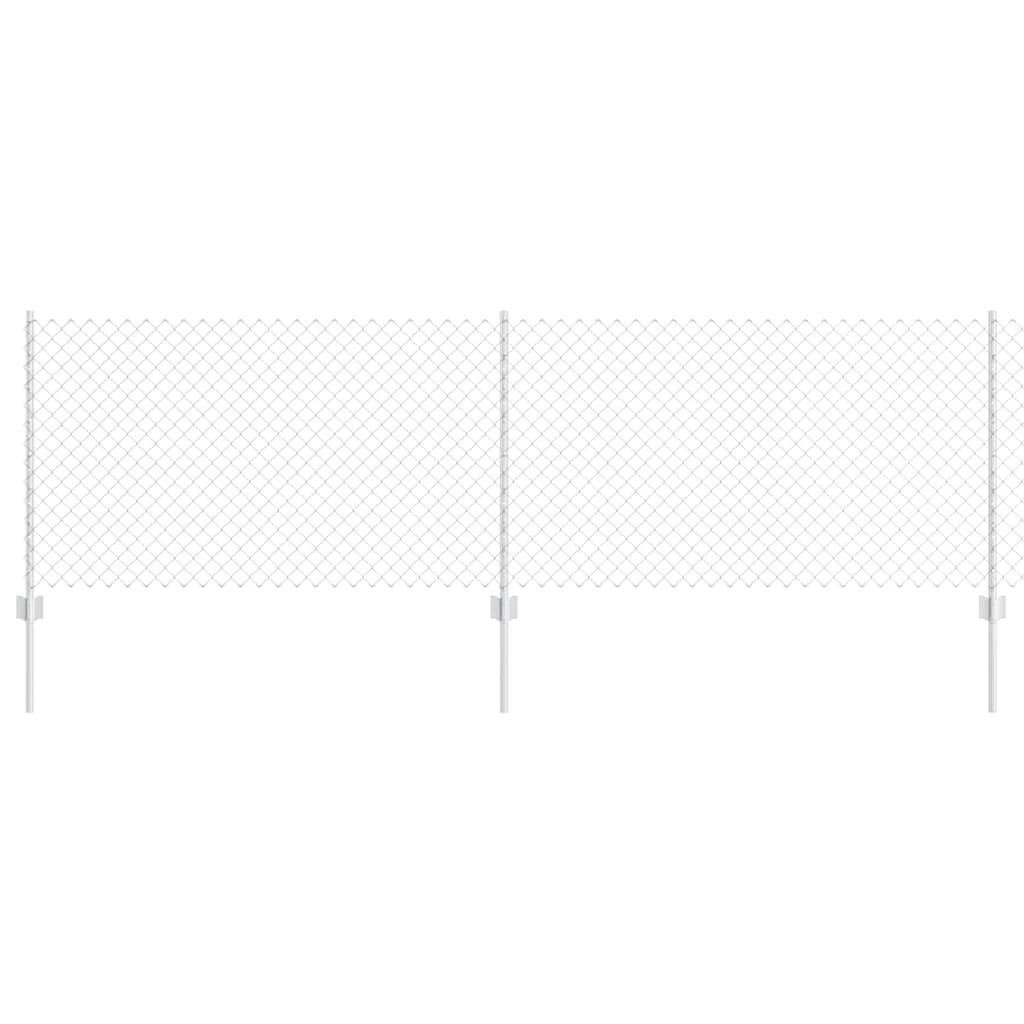 Fence with Posts Silver 0.8 x 25 m Steel