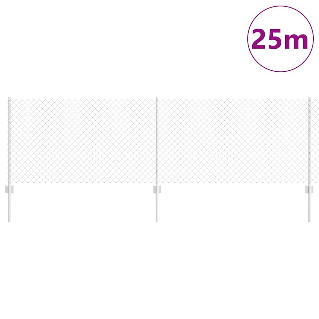 Fence with Posts Silver 0.8 x 25 m Steel