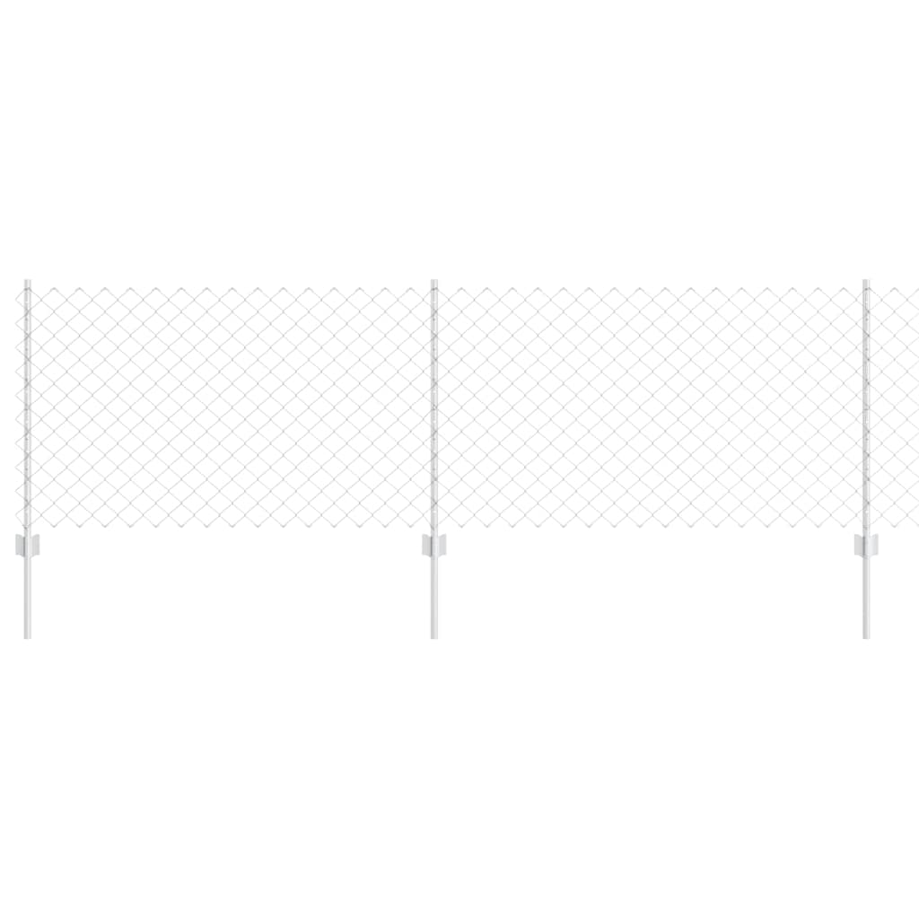 Fence with Posts Silver 0.8 x 25 m Steel