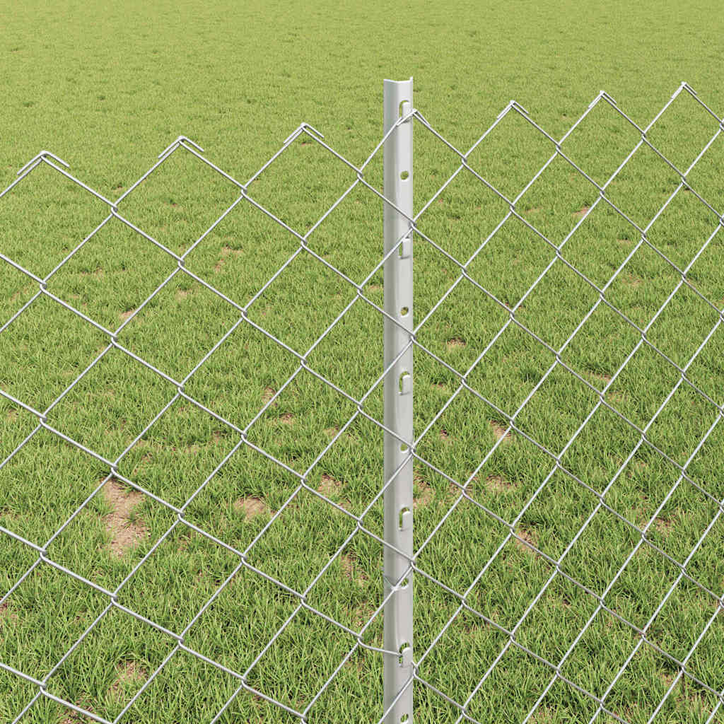 Fence with Posts Silver 1 x 25 m Steel