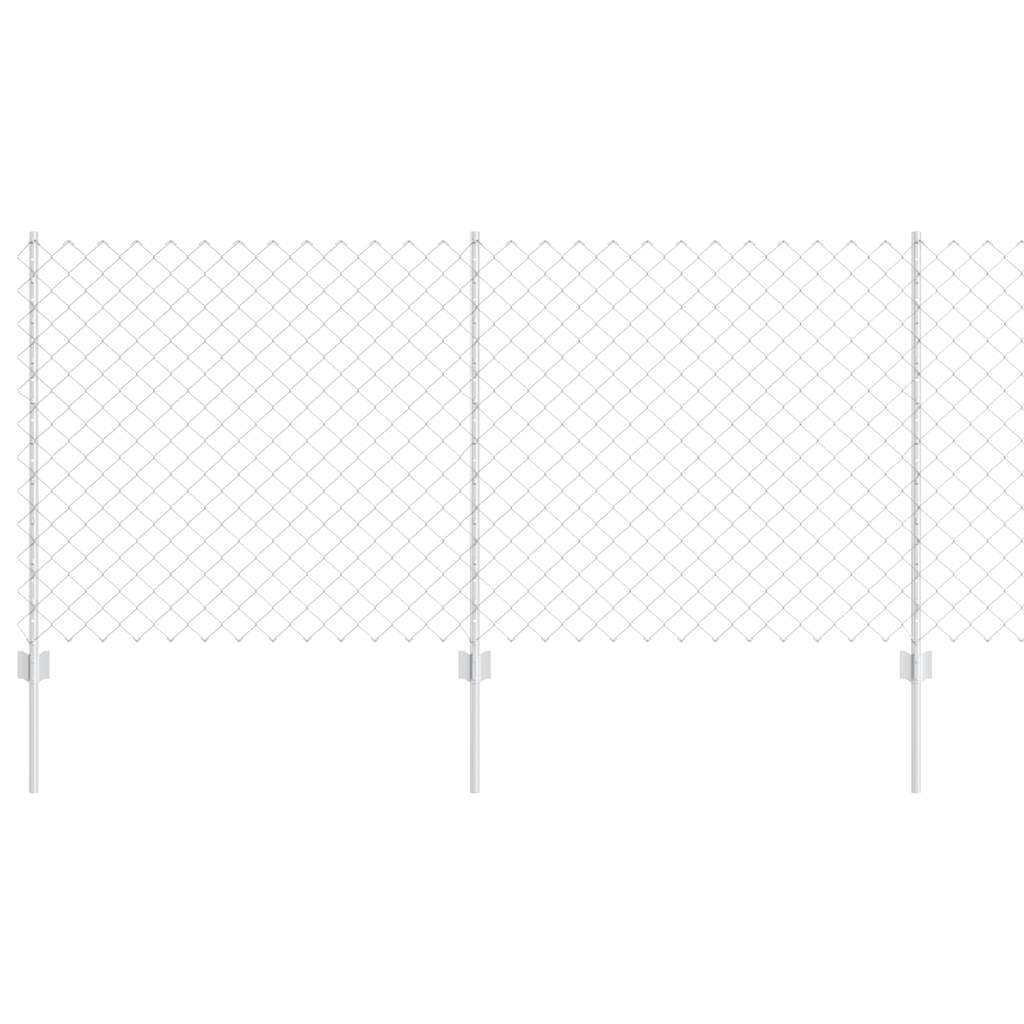 Fence with Posts Silver 1 x 25 m Steel