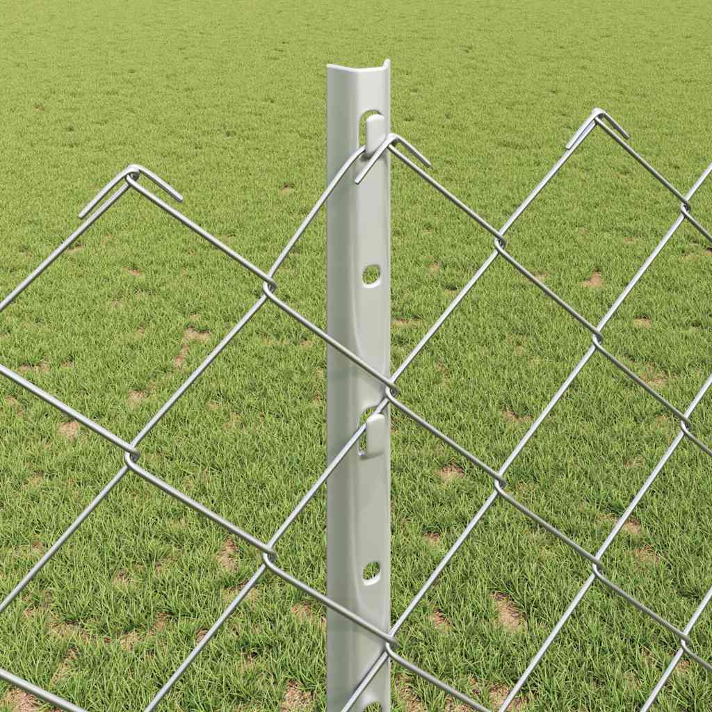 Fence with Posts Silver 1.2 x 25 m Steel