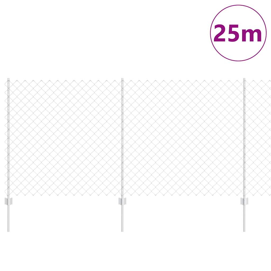 Fence with Posts Silver 1.2 x 25 m Steel