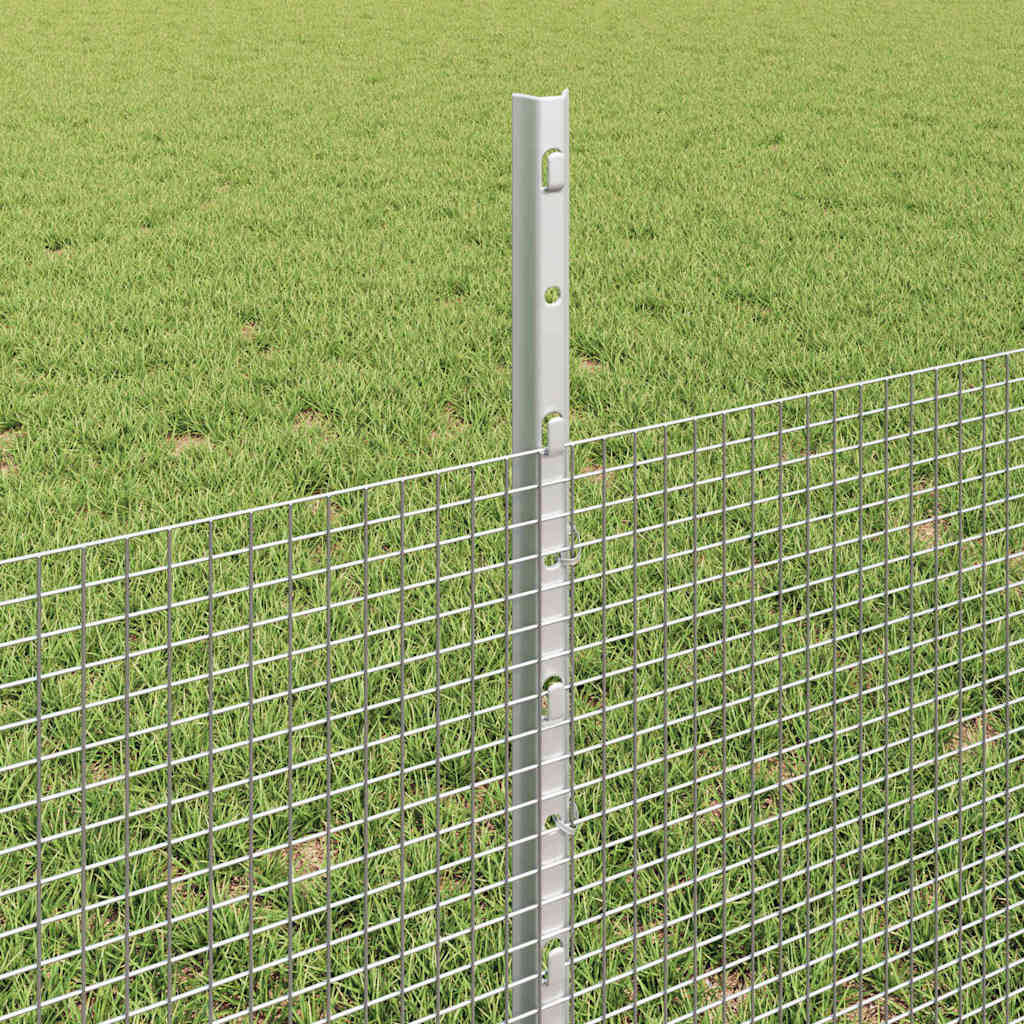Fence with Posts Silver 0.5 x 10 m Steel