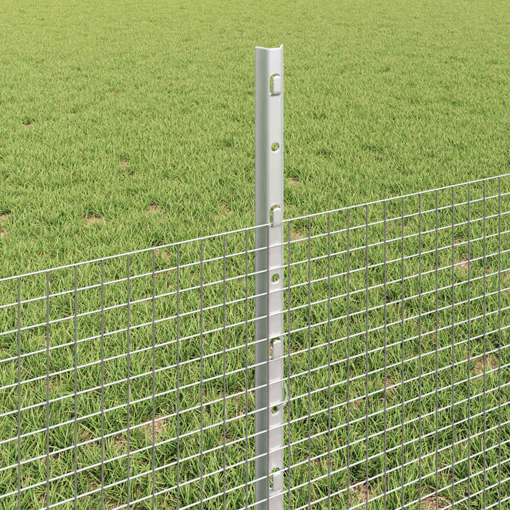 Fence with Posts Silver 0.5 x 10 m Steel