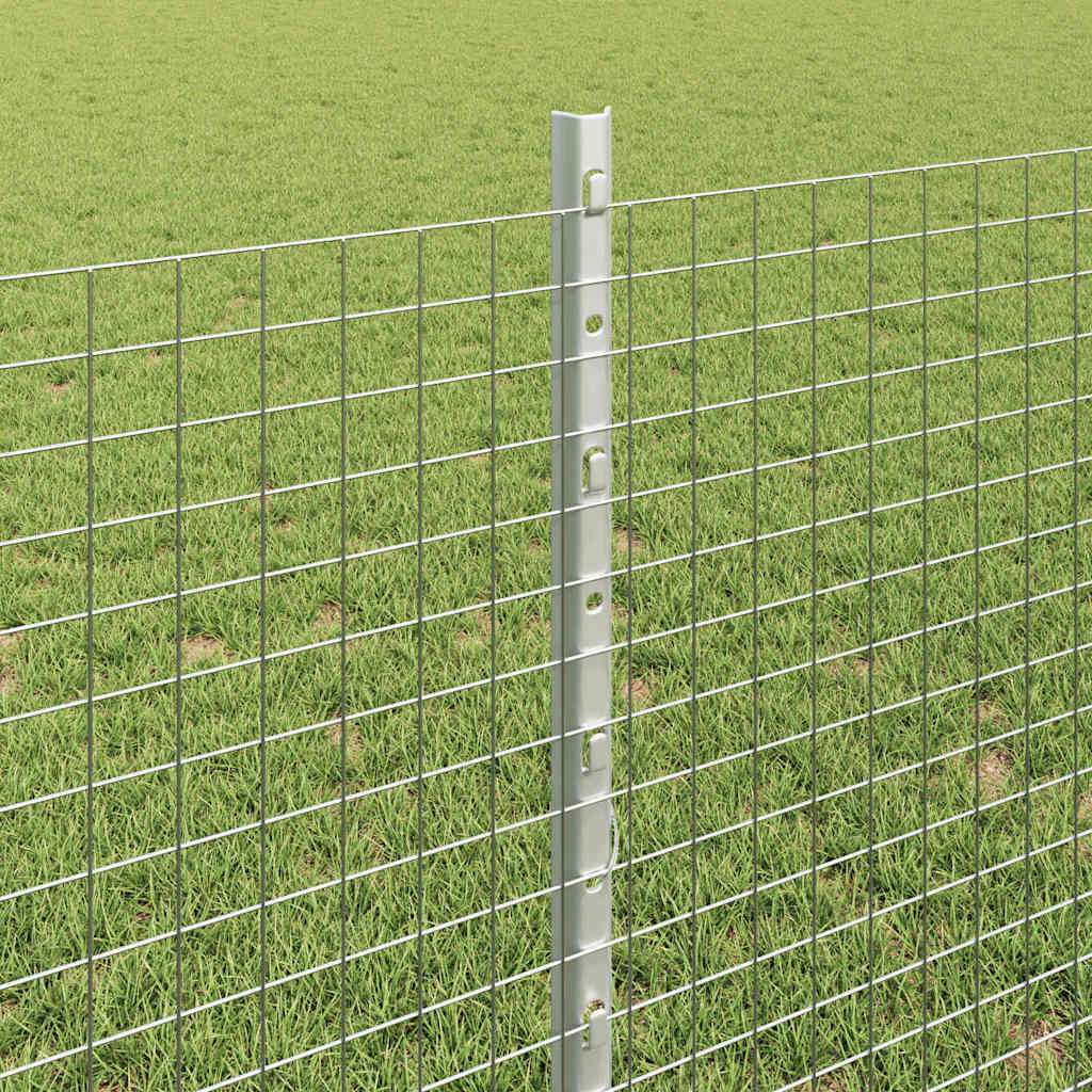 Fence with Posts Silver 0.8 x 10 m Steel