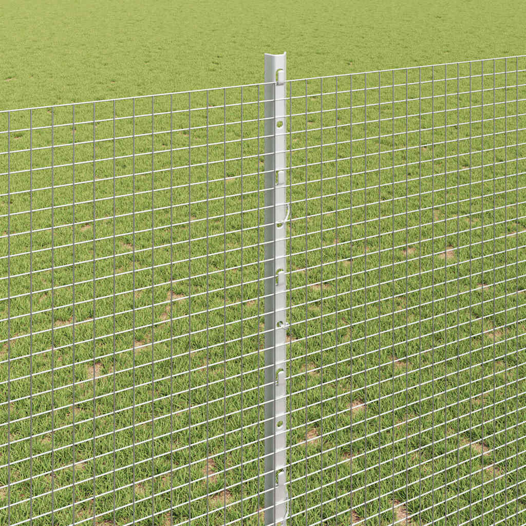 Fence with Posts Silver 1.4 x 10 m Steel