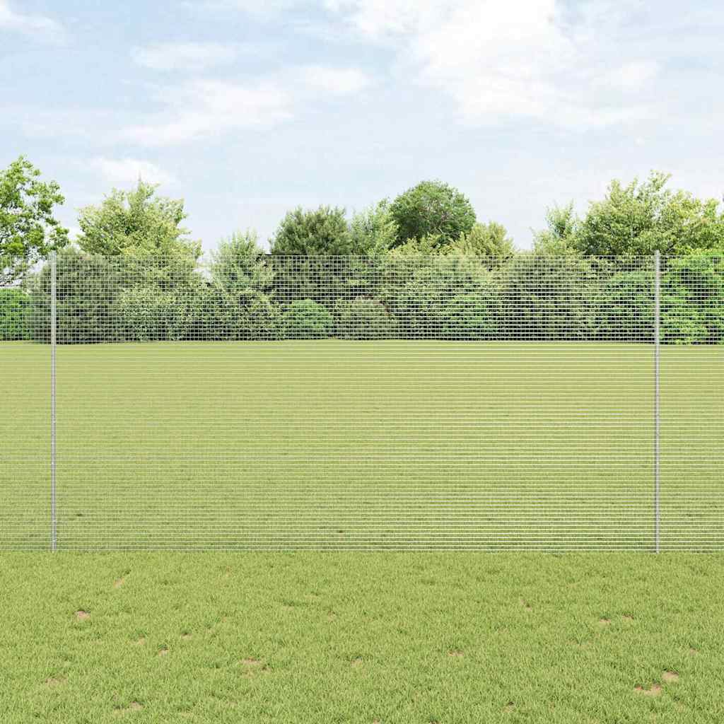 Fence with Posts Silver 1.5 x 10 m Steel