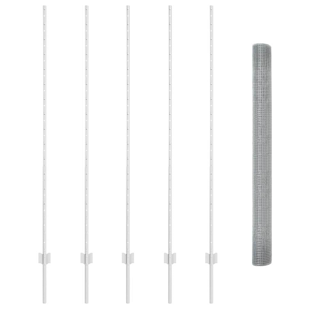 Fence with Posts Silver 1.5 x 10 m Steel