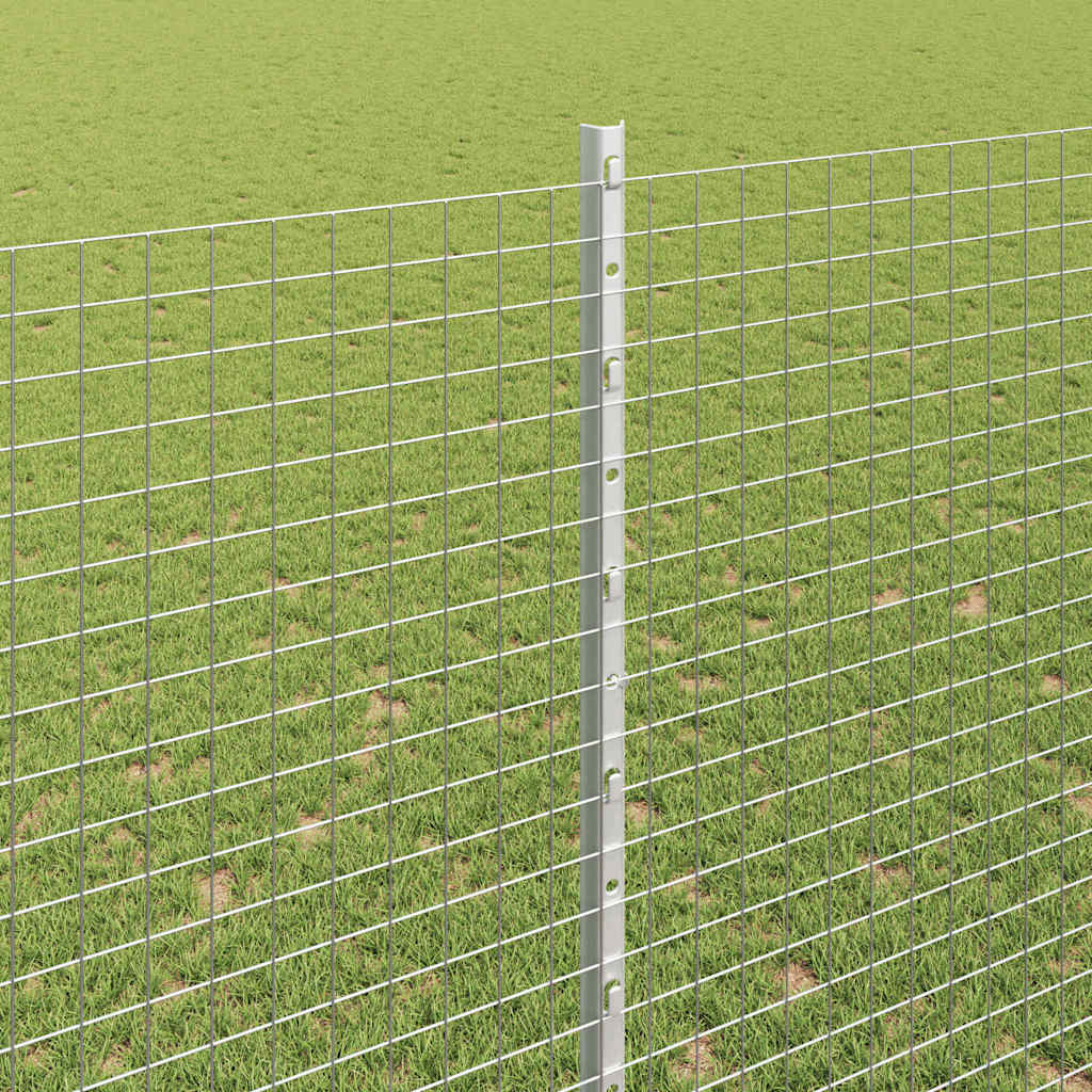 Fence with Posts Silver 1.5 x 10 m Steel