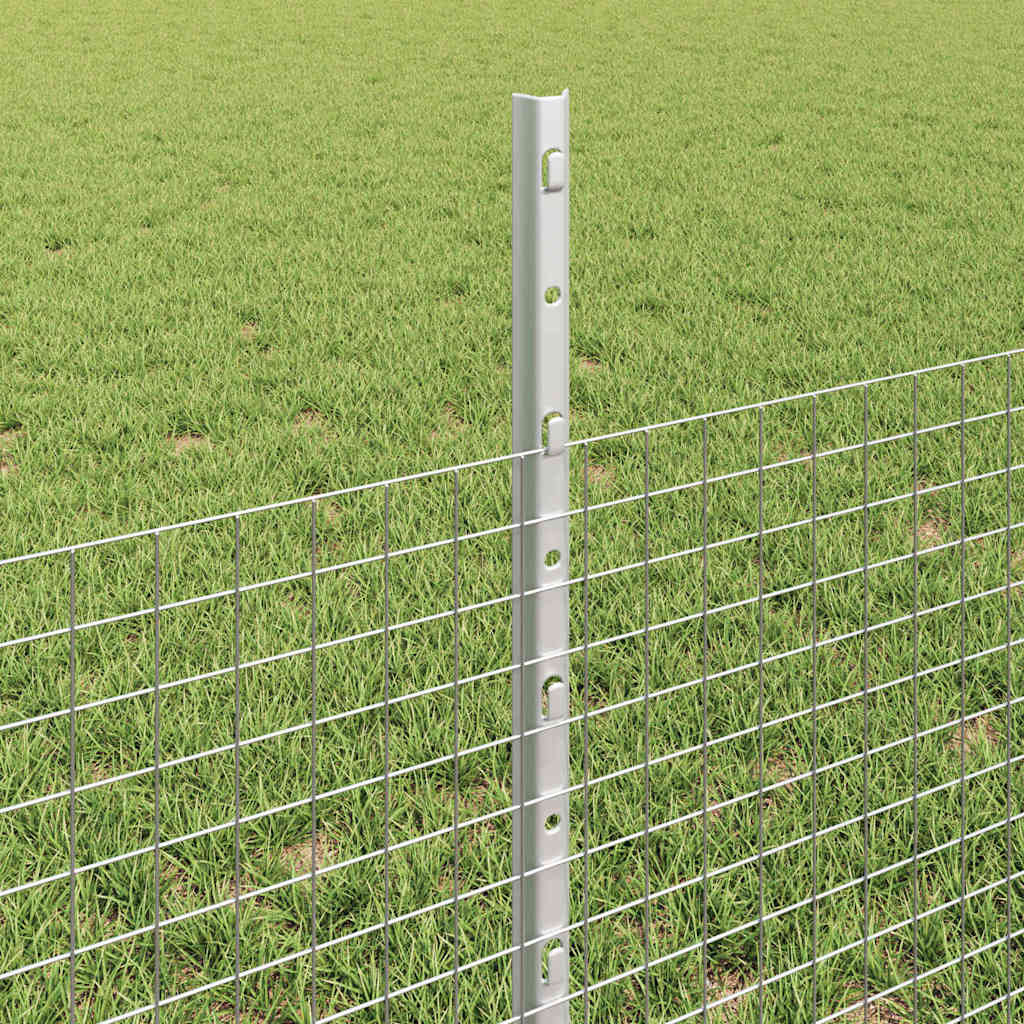 Fence with Posts Silver 0.5 x 25 m Steel