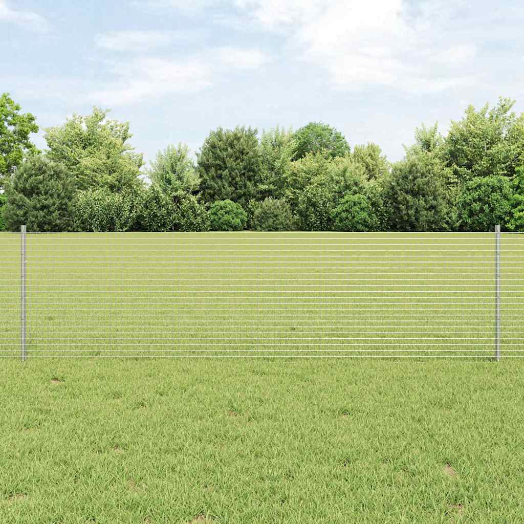 Fence with Posts Silver 0.6 x 25 m Steel