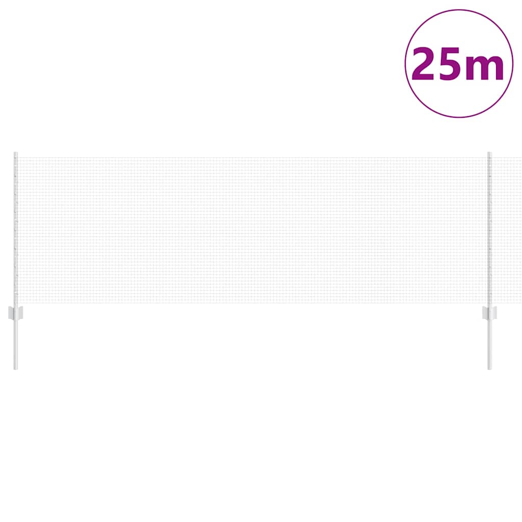 Fence with Posts Silver 0.8 x 25 m Steel