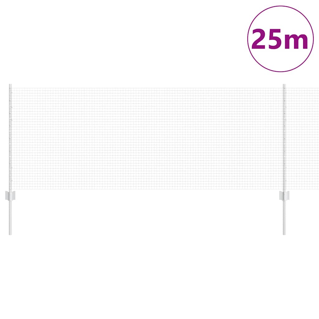 Fence with Posts Silver 0.8 x 25 m Steel
