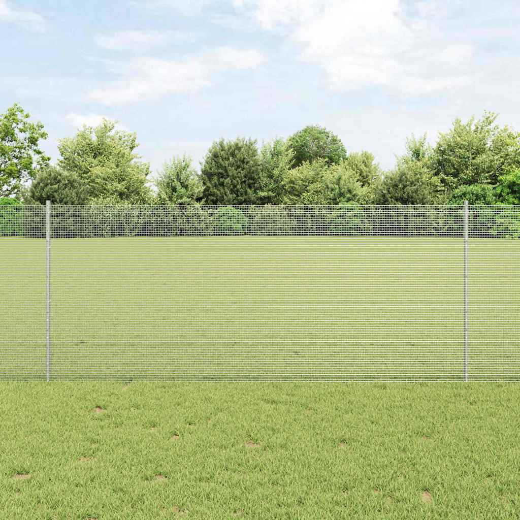 Fence with Posts Silver 1 x 25 m Steel