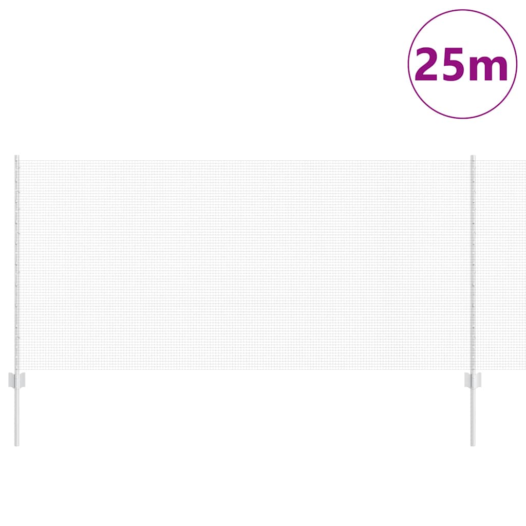 Fence with Posts Silver 1 x 25 m Steel
