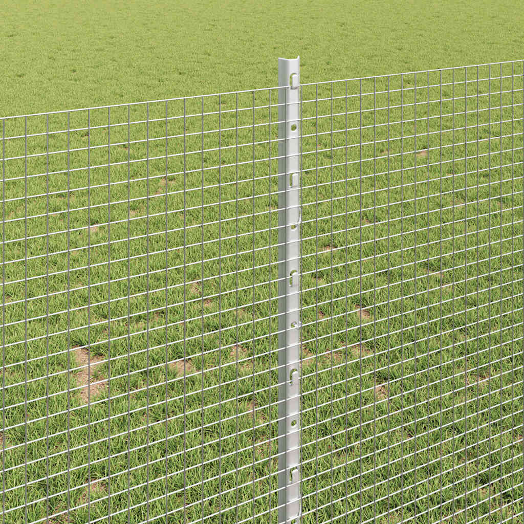 Fence with Posts Silver 1 x 25 m Steel