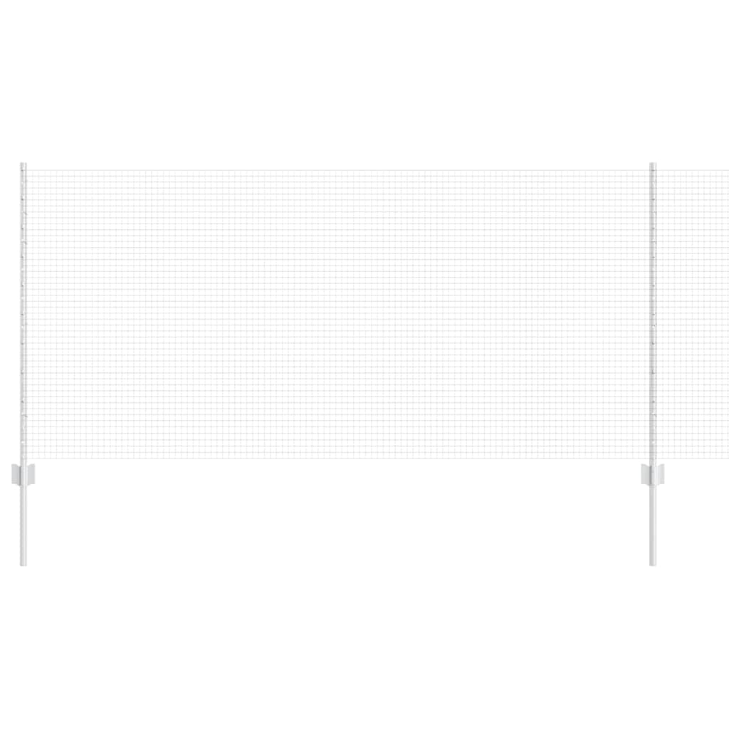 Fence with Posts Silver 1 x 25 m Steel