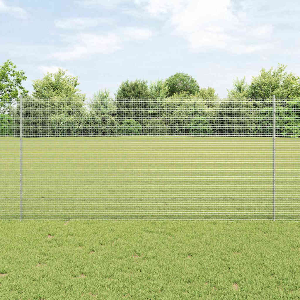 Fence with Posts Silver 1.2 x 25 m Steel