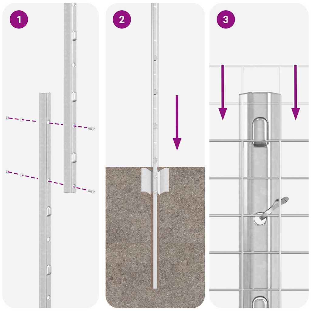 Fence with Posts Silver 1.4 x 25 m Steel