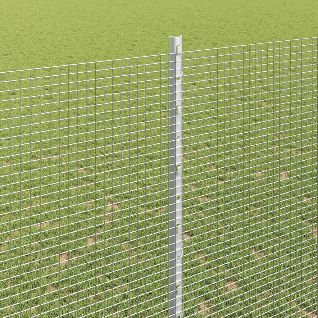 Fence with Posts Silver 1.5 x 25 m Steel