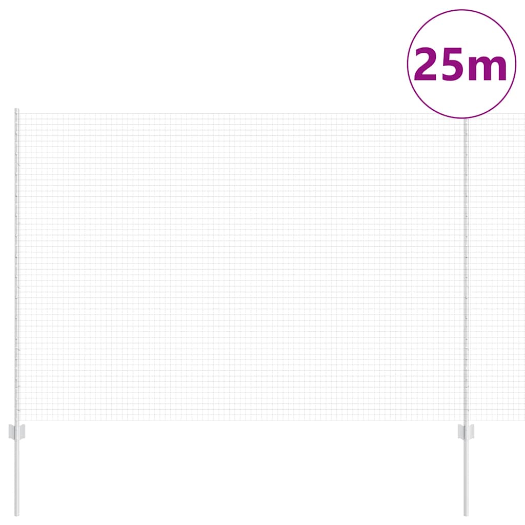 Fence with Posts Silver 1.5 x 25 m Steel