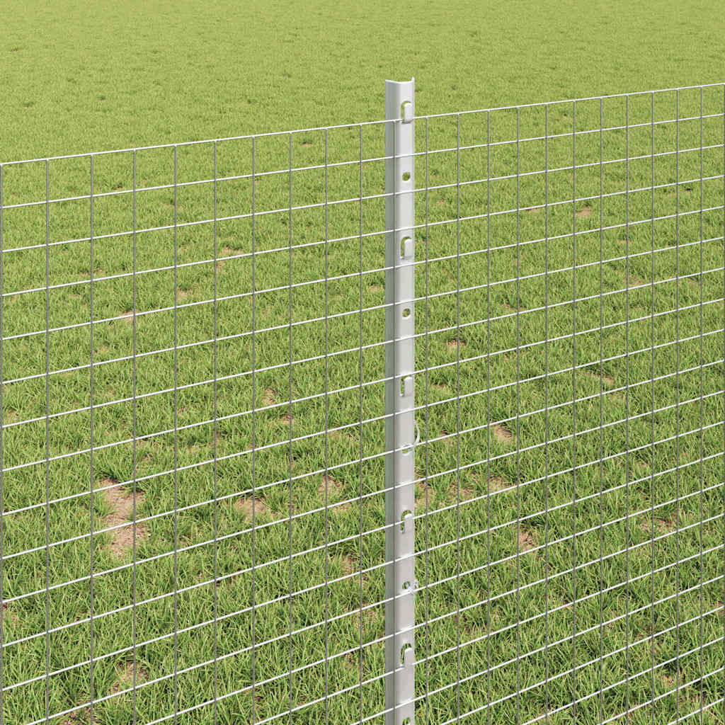 Fence with Posts Silver 1 x 50 m Steel