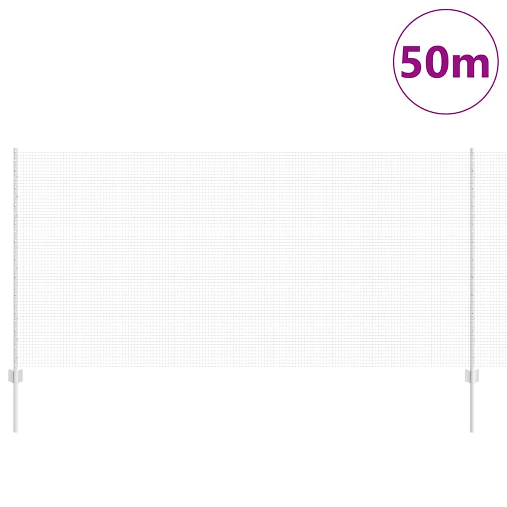 Fence with Posts Silver 1.2 x 50 m Steel