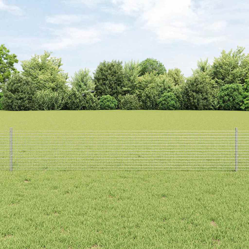 Fence with Posts Silver 0.4 x 100 m Steel
