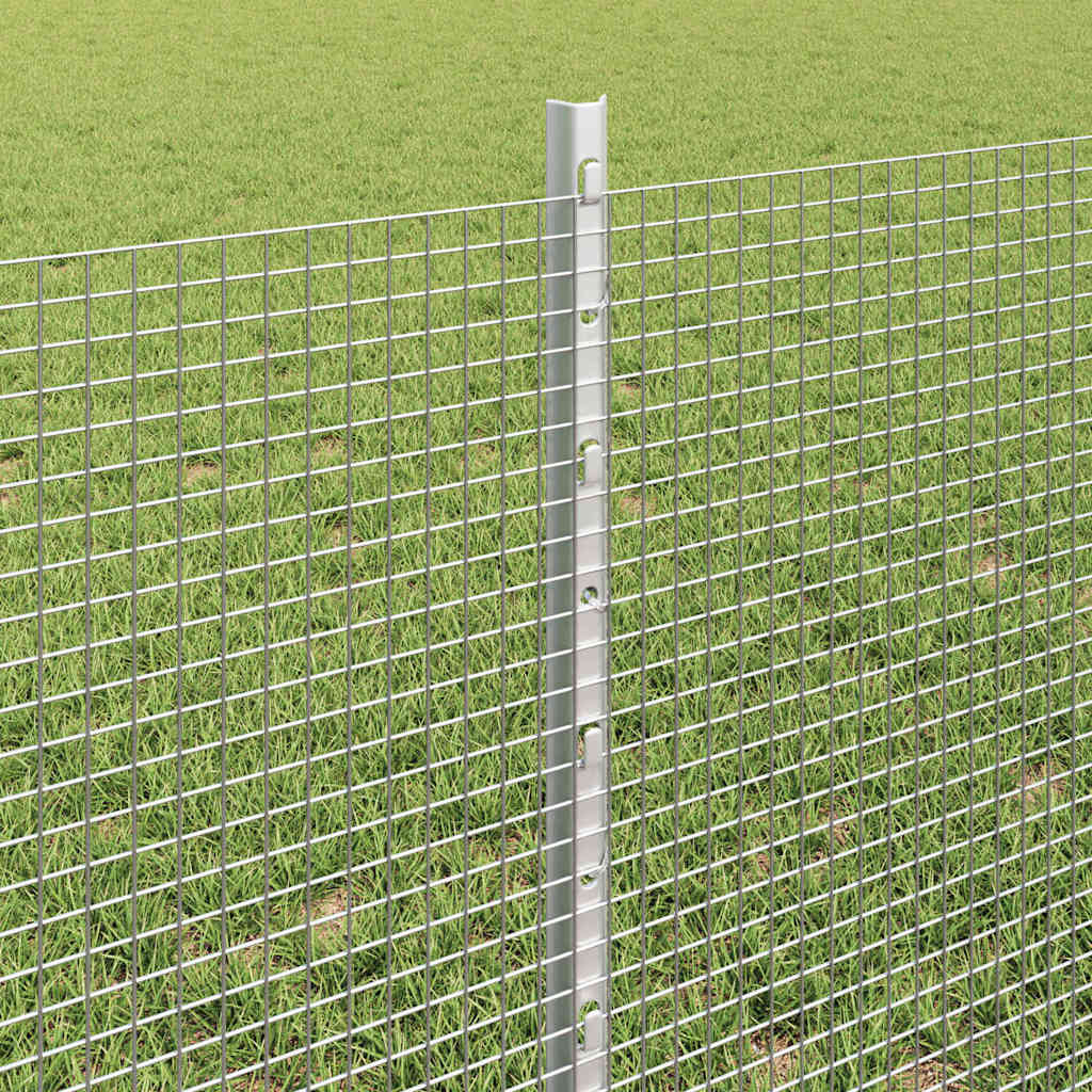 Fence with Posts Silver 0.6 x 100 m Steel