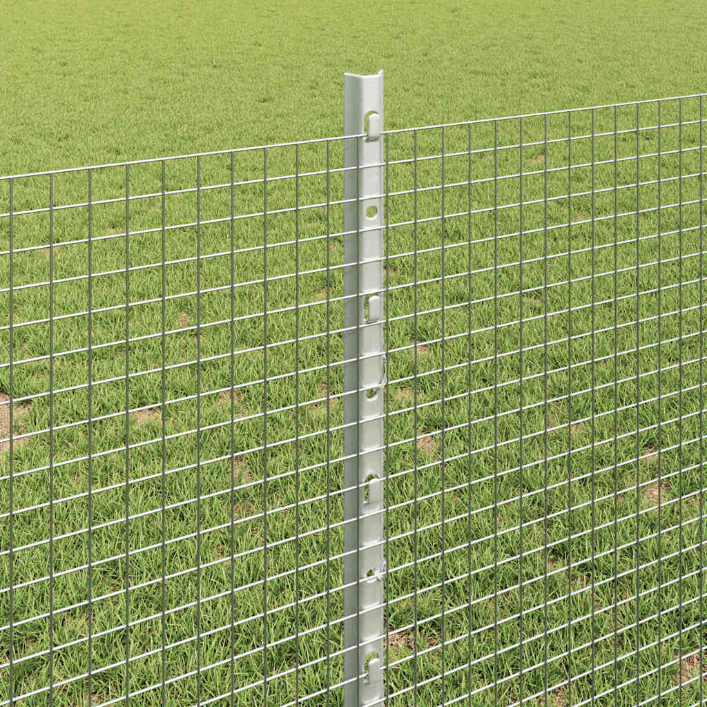 Fence with Posts Silver 0.8 x 100 m Steel
