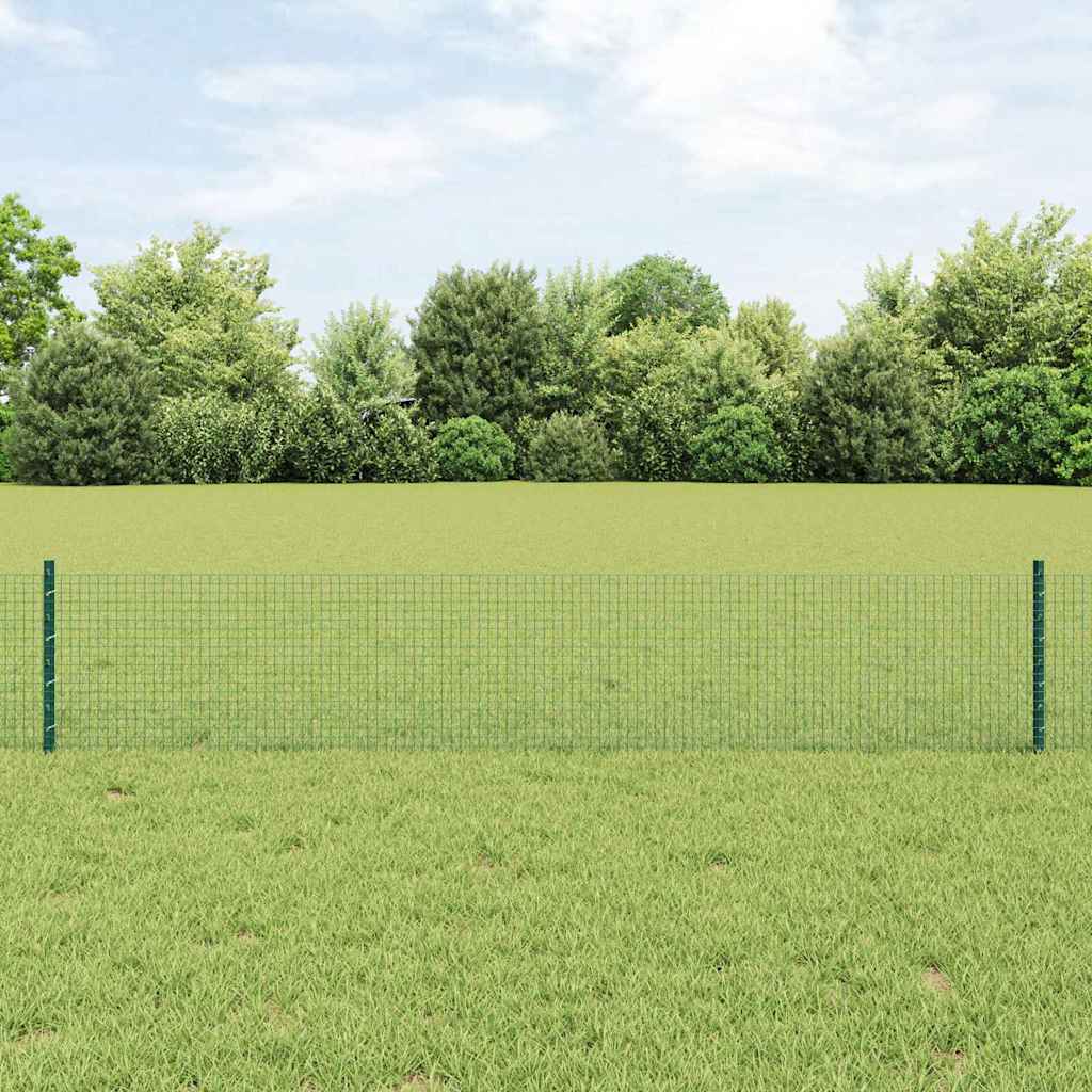 Fence with Posts Green 0.4 x 10 m Steel