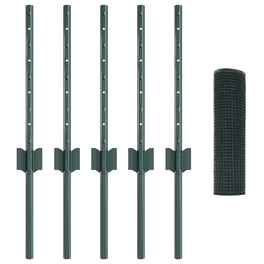 Fence with Posts Green 0.4 x 10 m Steel