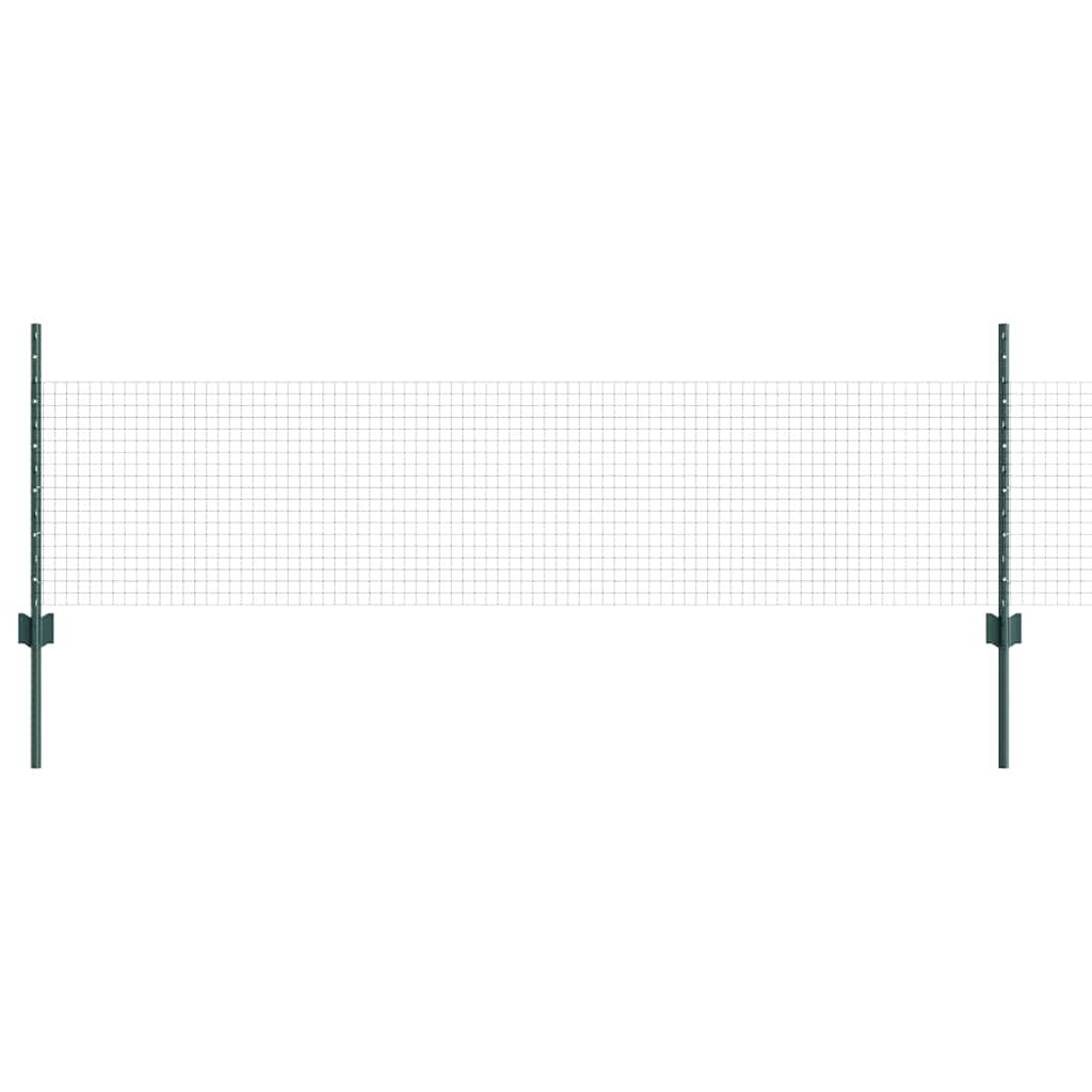 Fence with Posts Green 0.5 x 10 m Steel