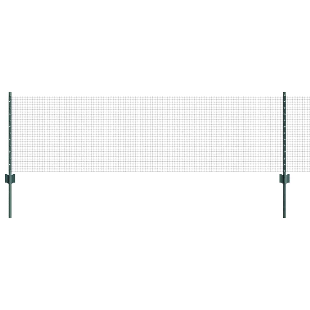 Fence with Posts Green 0.6 x 10 m Steel