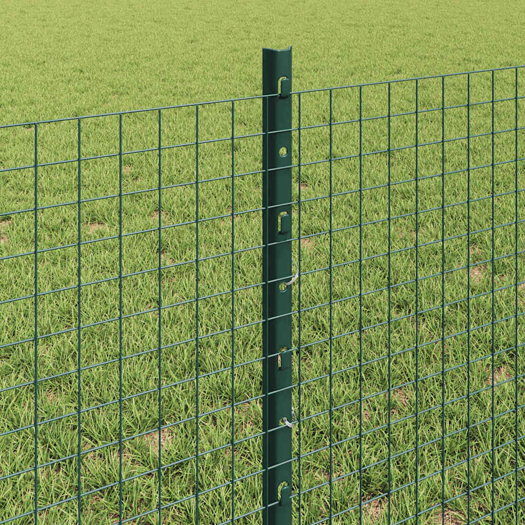 Fence with Posts Green 0.6 x 10 m Steel