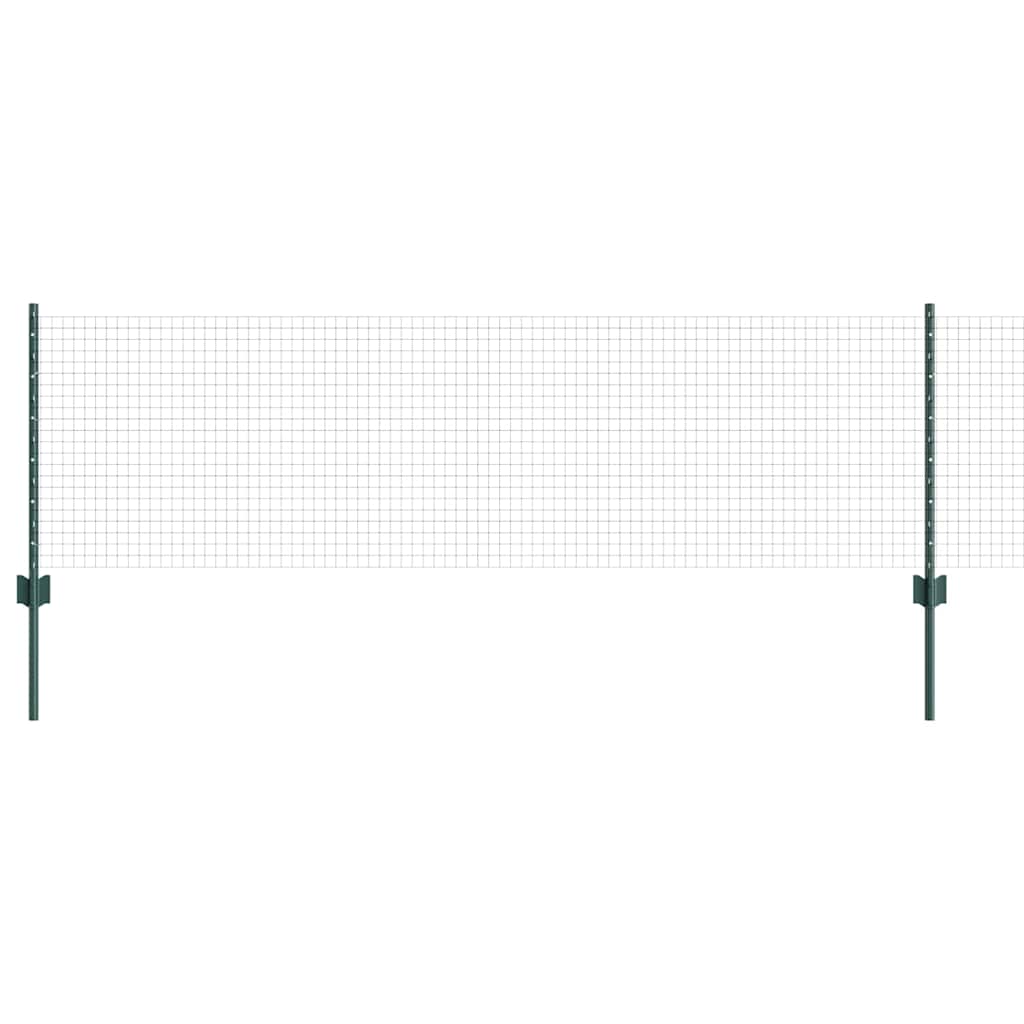 Fence with Posts Green 0.6 x 10 m Steel