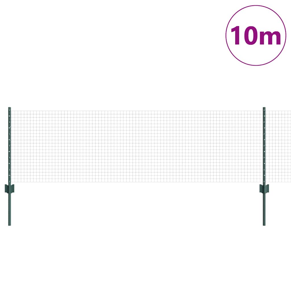 Fence with Posts Green 0.6 x 10 m Steel