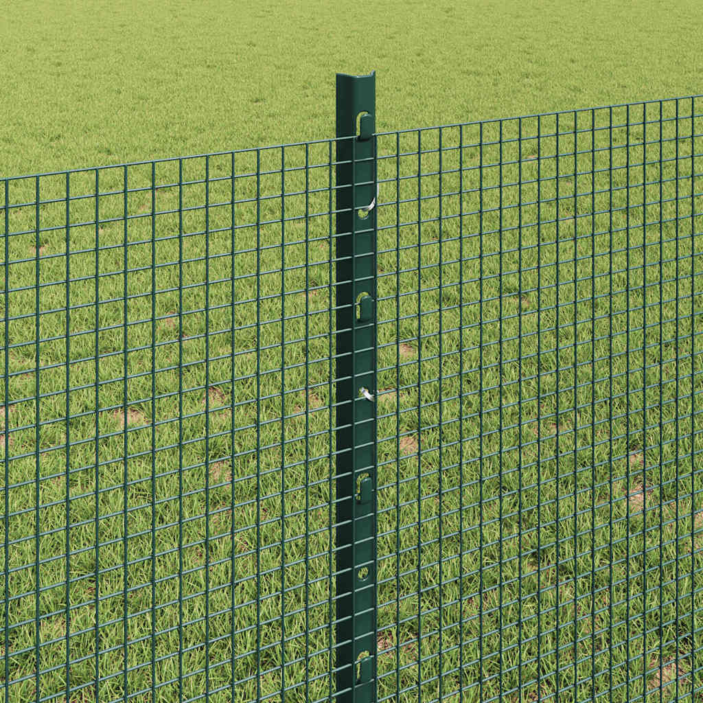 Fence with Posts Green 0.8 x 10 m Steel