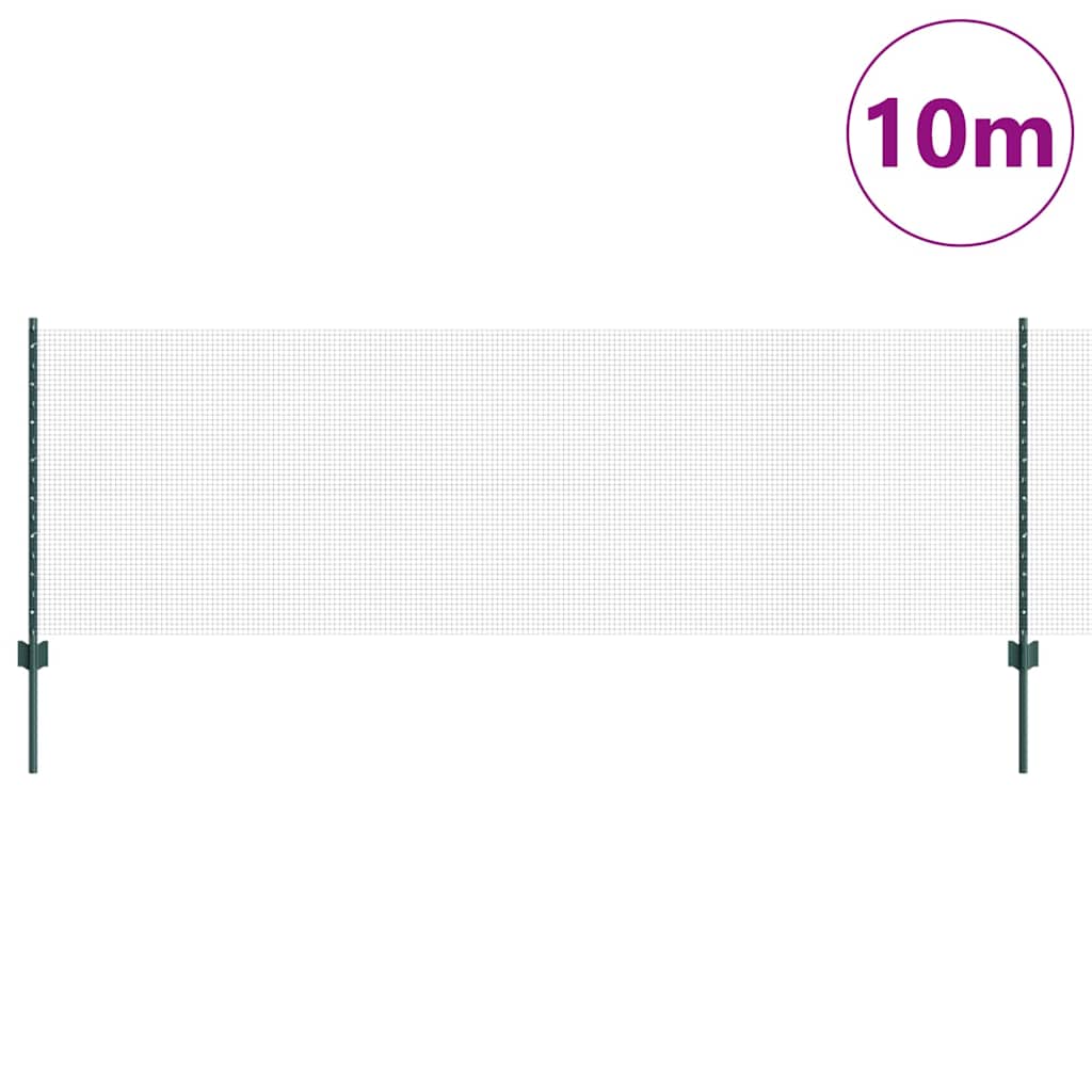Fence with Posts Green 0.8 x 10 m Steel