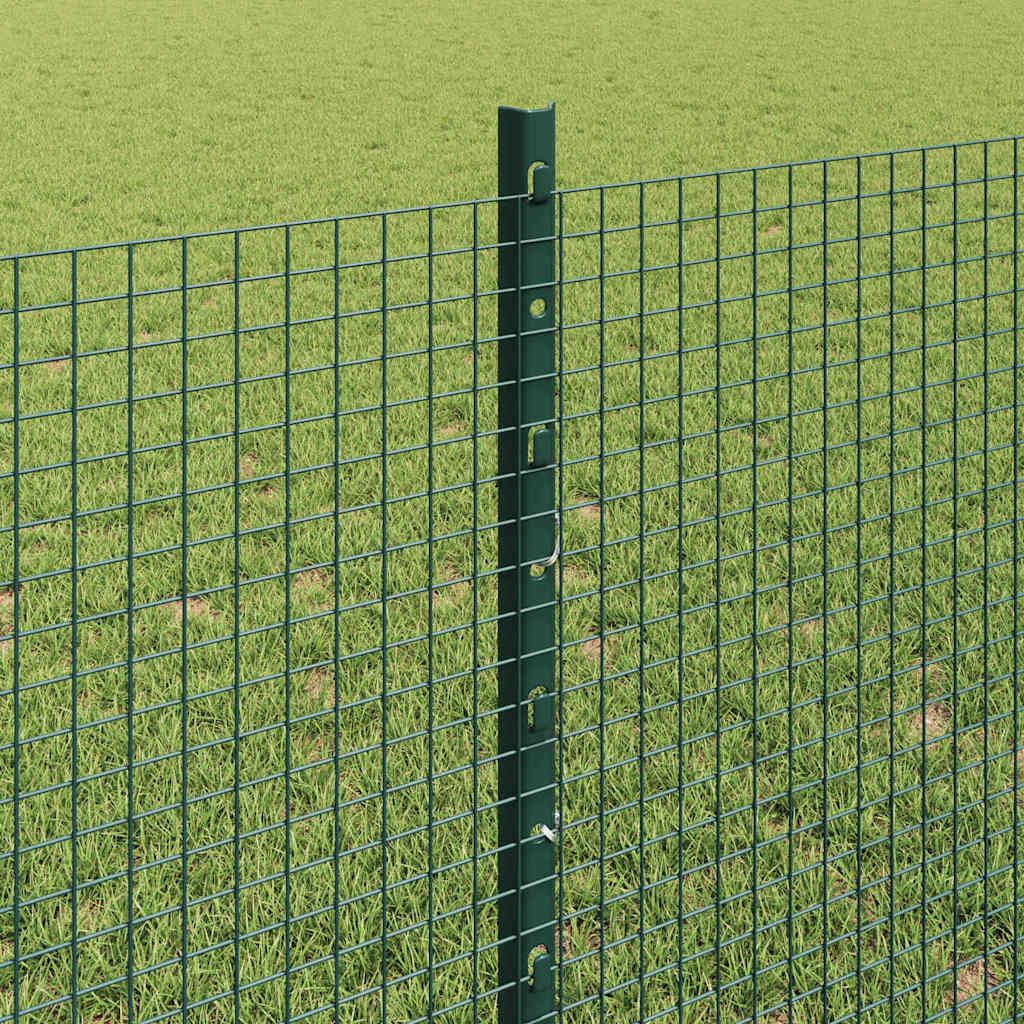 Fence with Posts Green 0.8 x 10 m Steel