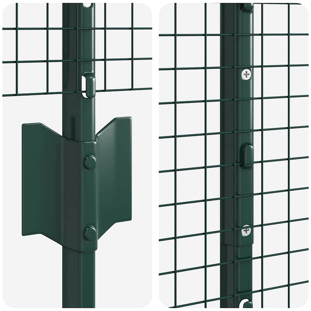 Fence with Posts Green 1 x 10 m Steel