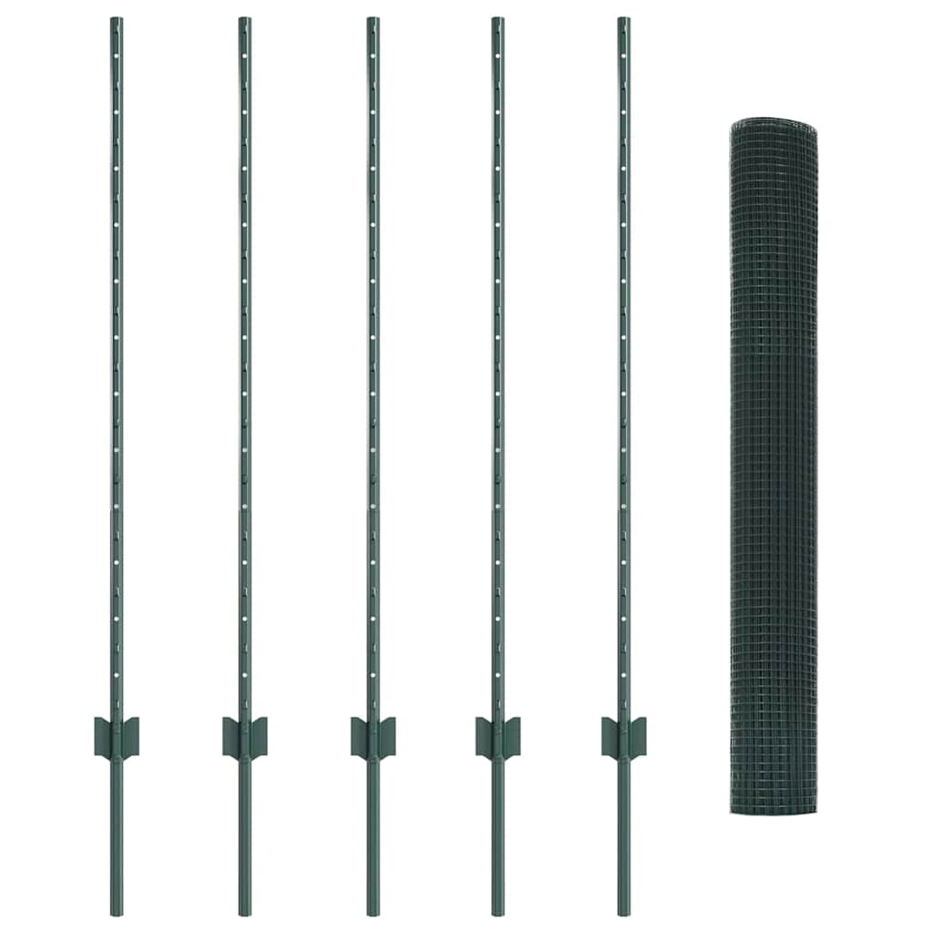 Fence with Posts Green 1.2 x 10 m Steel