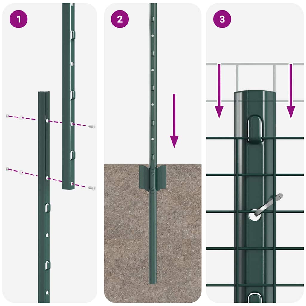 Fence with Posts Green 1.2 x 10 m Steel