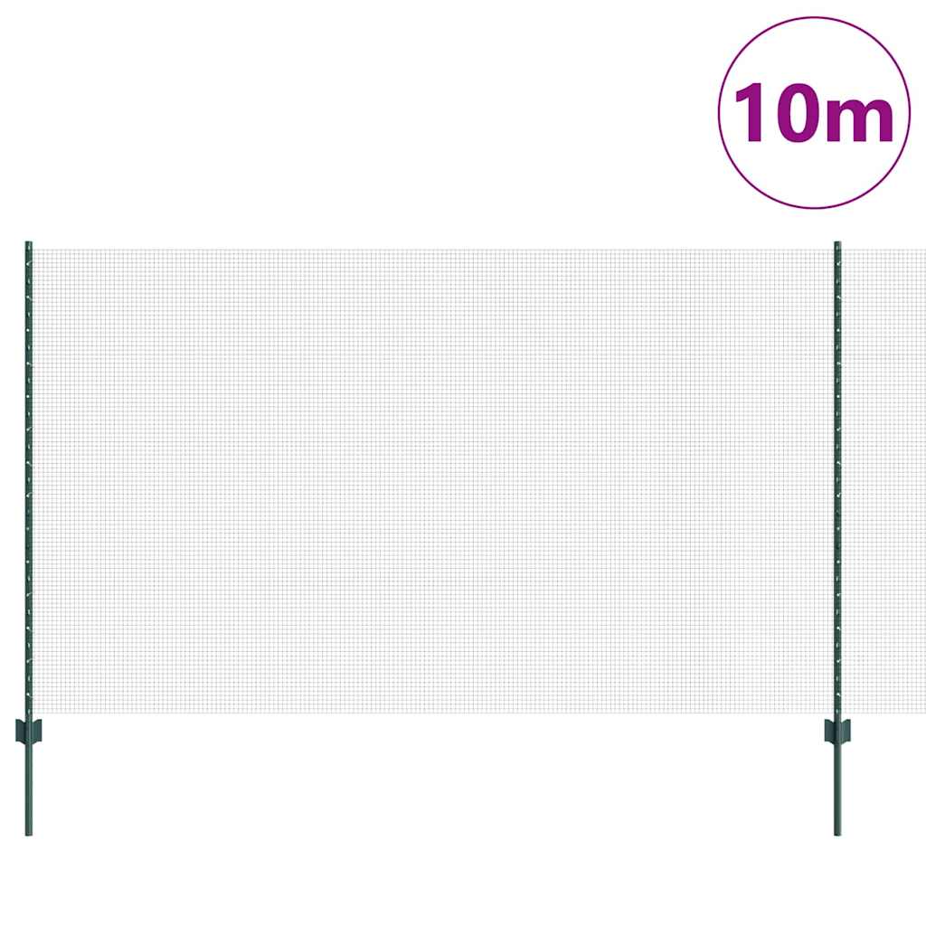 Fence with Posts Green 1.4 x 10 m Steel