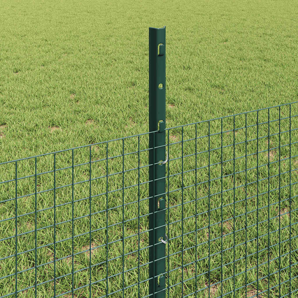 Fence with Posts Green 0.5 x 25 m Steel