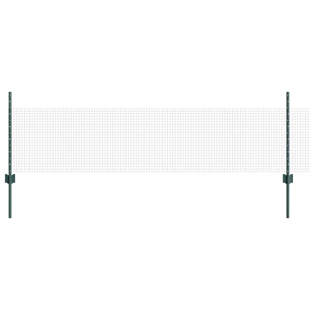 Fence with Posts Green 0.5 x 25 m Steel
