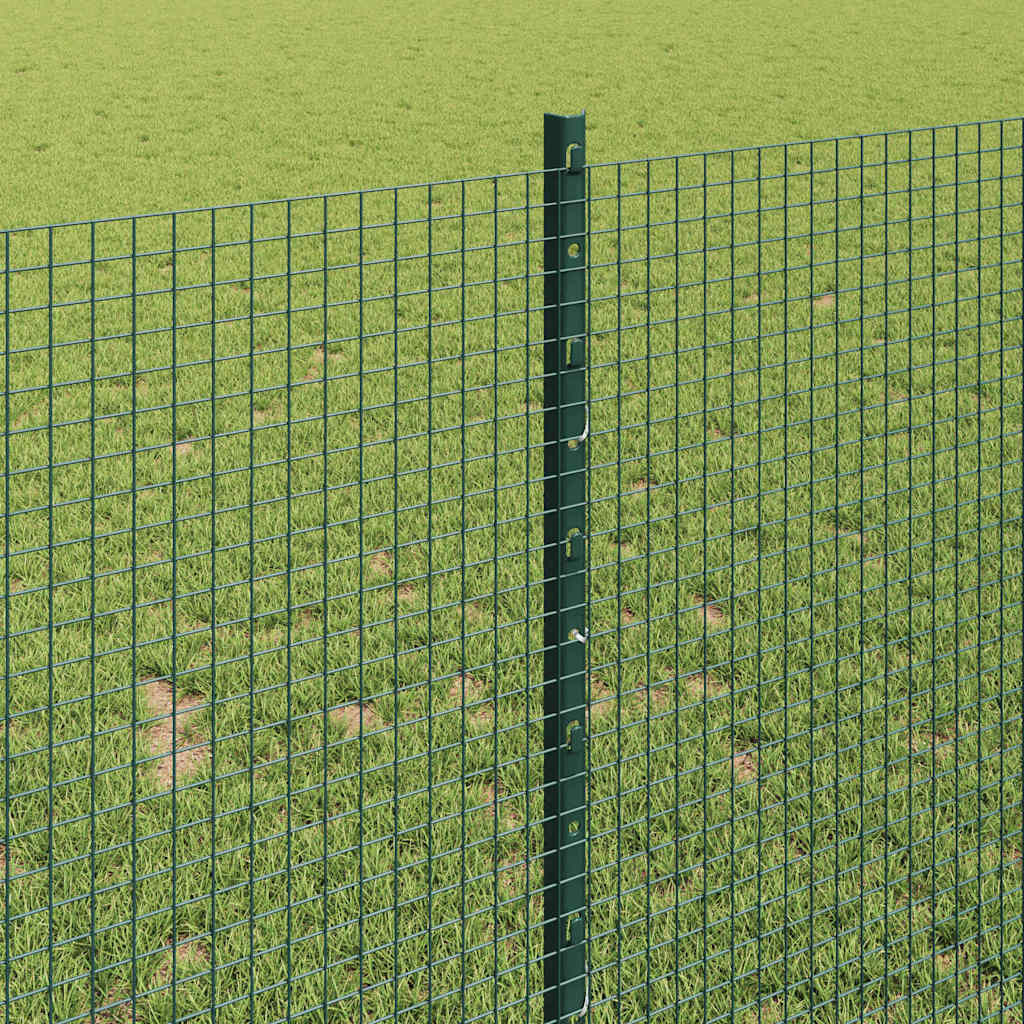 Fence with Posts Green 1 x 25 m Steel